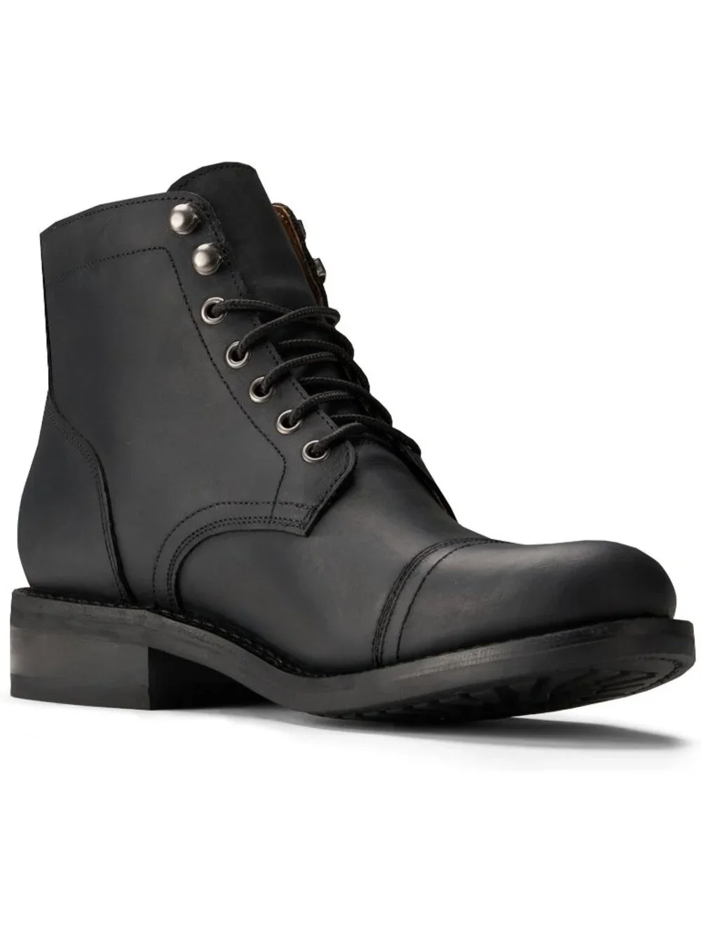 Men's Black Matte Pull Up Cap Toe Comfort Heritage Oxford Ankle Chukka Boot